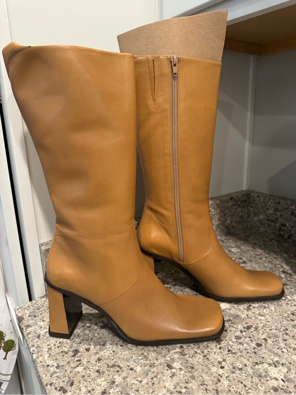 Nine West Women's Tan Knee-High Leather Boots